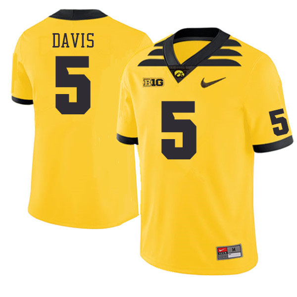 Men #5 Teegan Davis Iowa Hawkeyes College Football Jerseys Stitched Sale-Gold